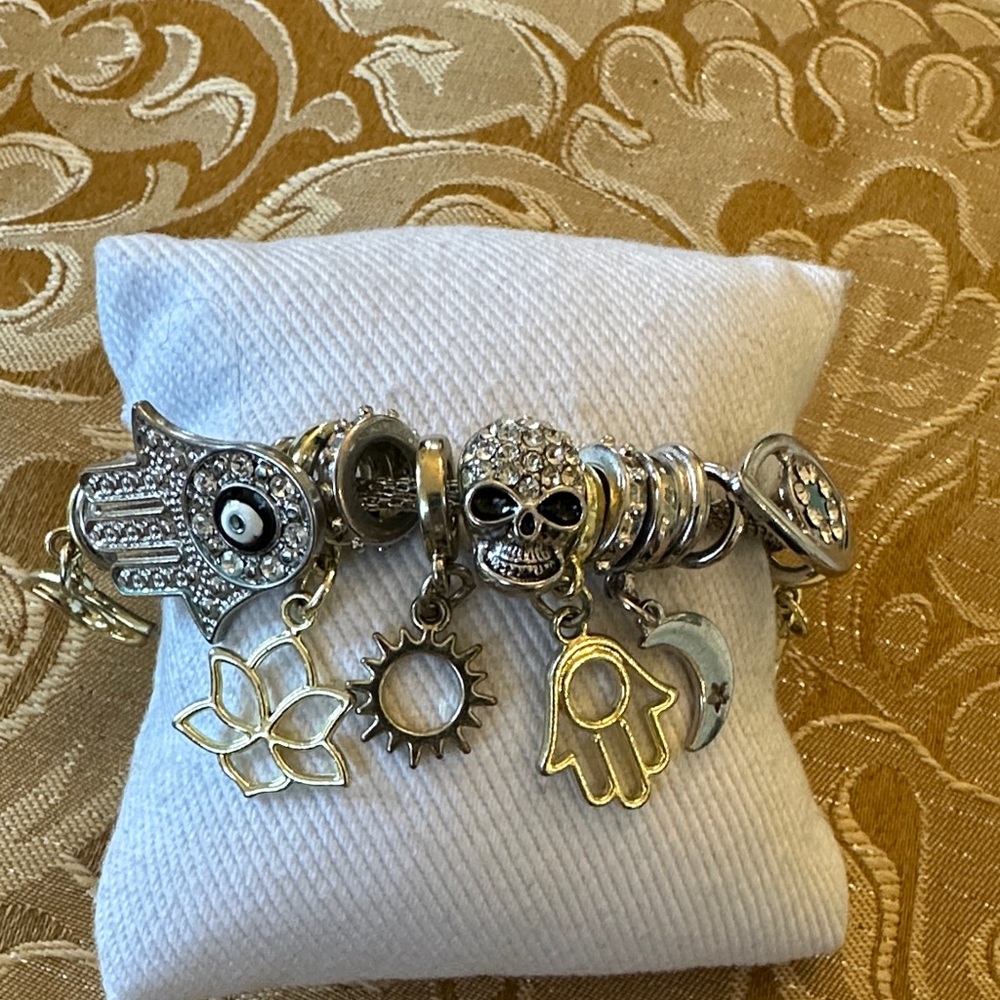 Gold and Silver pandora style Charm Bracelet
